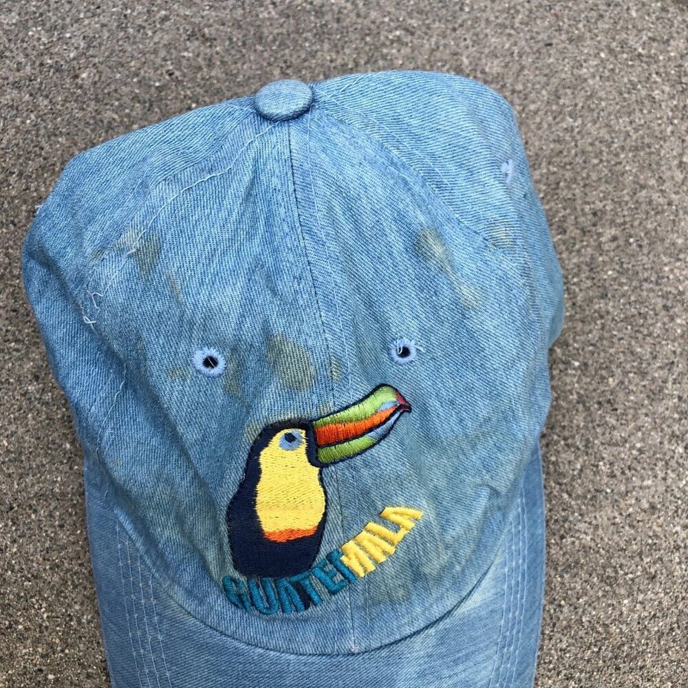 Vintage NINA CAPS Guatemala Parrot Toucan Hat Men's Blue Adjustable Cap - Picture 3 of 6